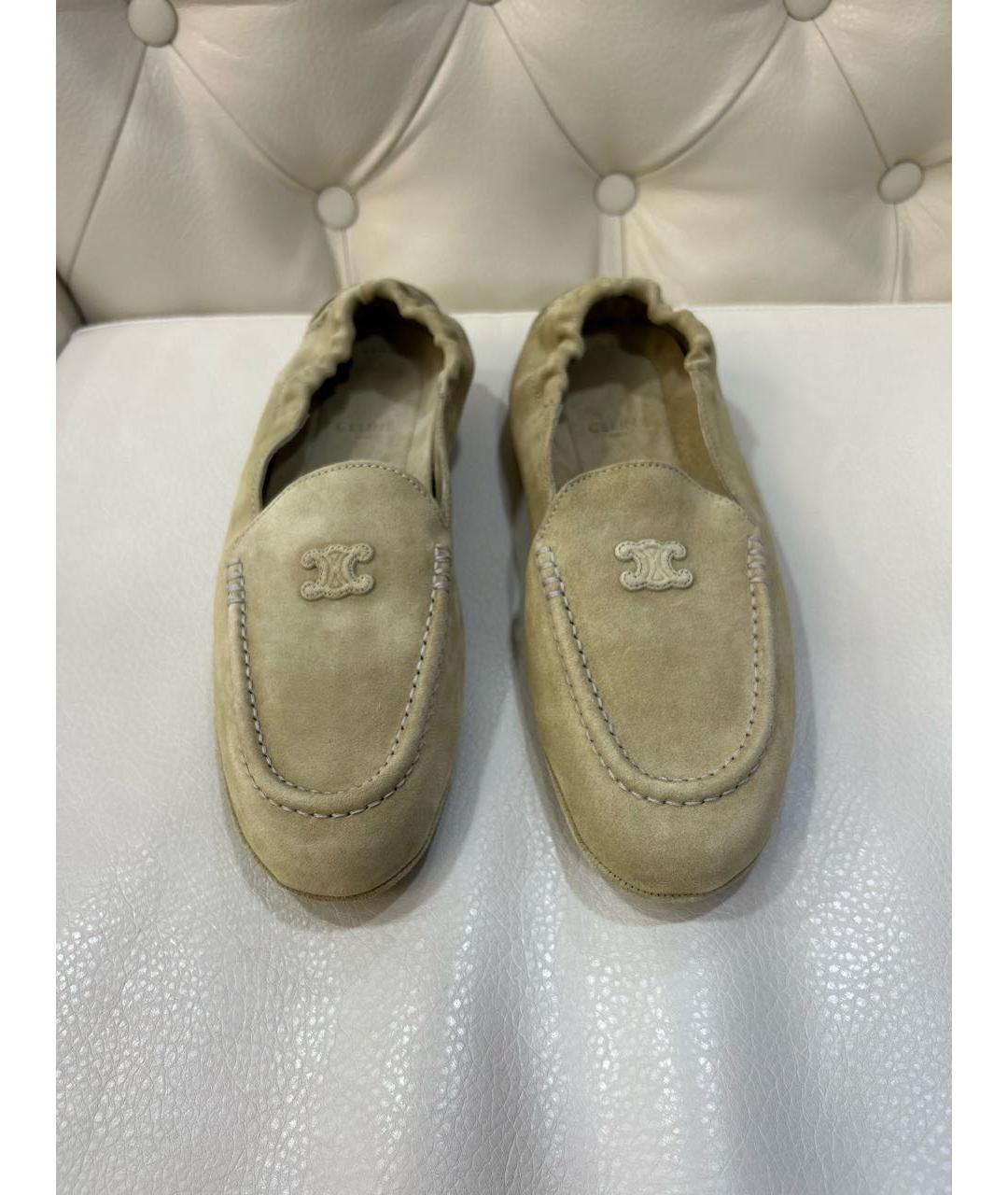 CELINE Бежевые замшевые мокасины, фото 2