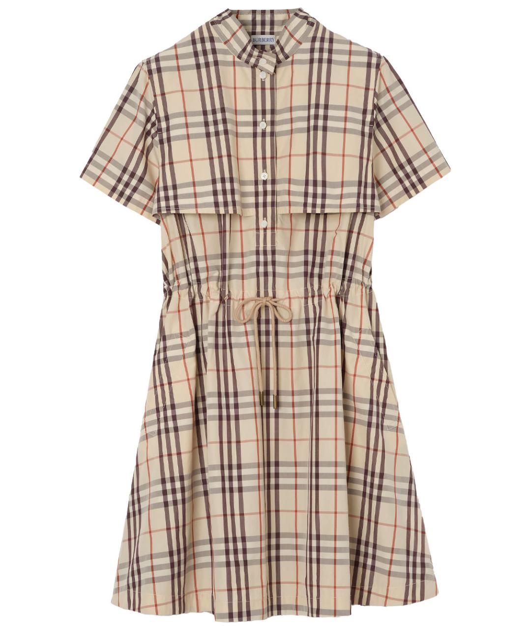 BURBERRY Бежевое хлопковое повседневное платье, фото 1