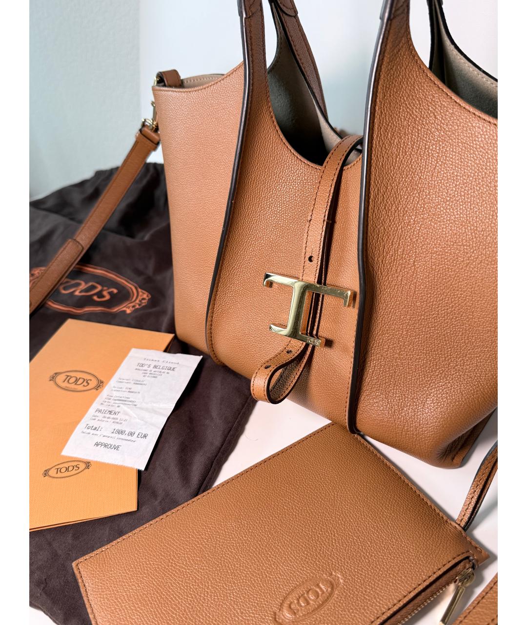 TOD'S Коричневая кожаная сумка тоут, фото 2