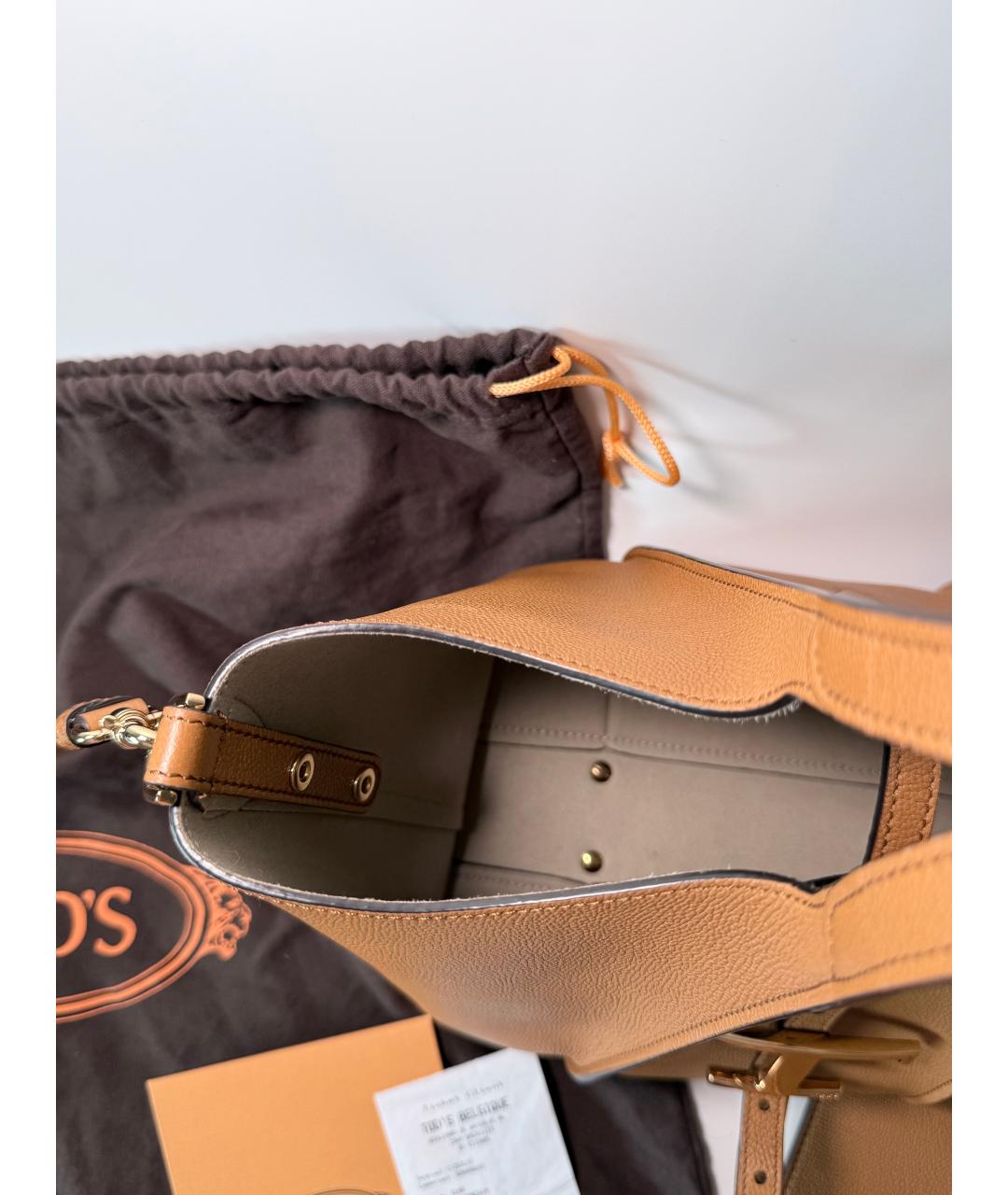 TOD'S Коричневая кожаная сумка тоут, фото 4