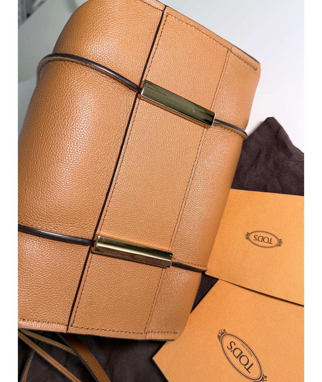 TOD'S Коричневая кожаная сумка тоут, фото 5