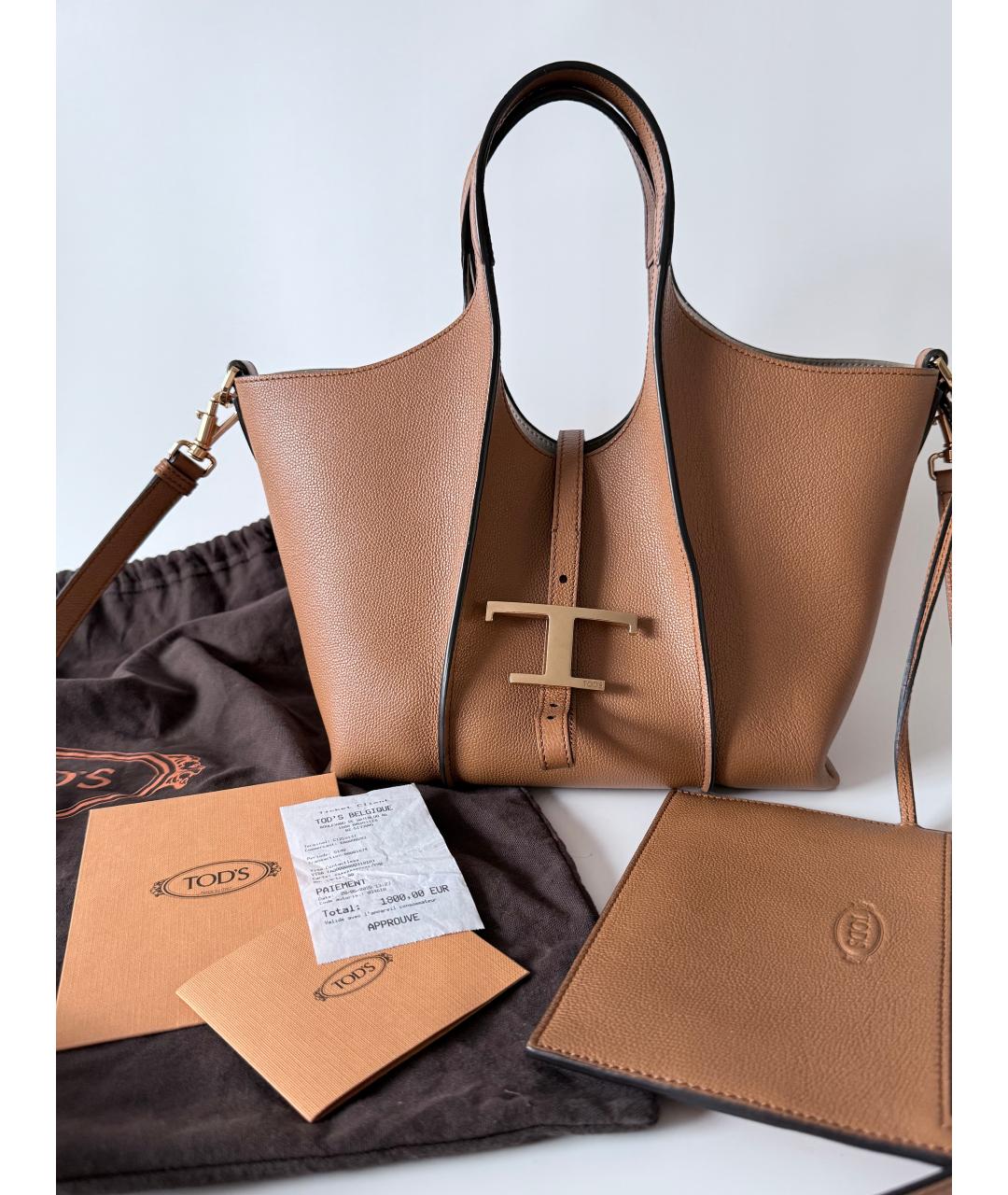 TOD'S Коричневая кожаная сумка тоут, фото 8