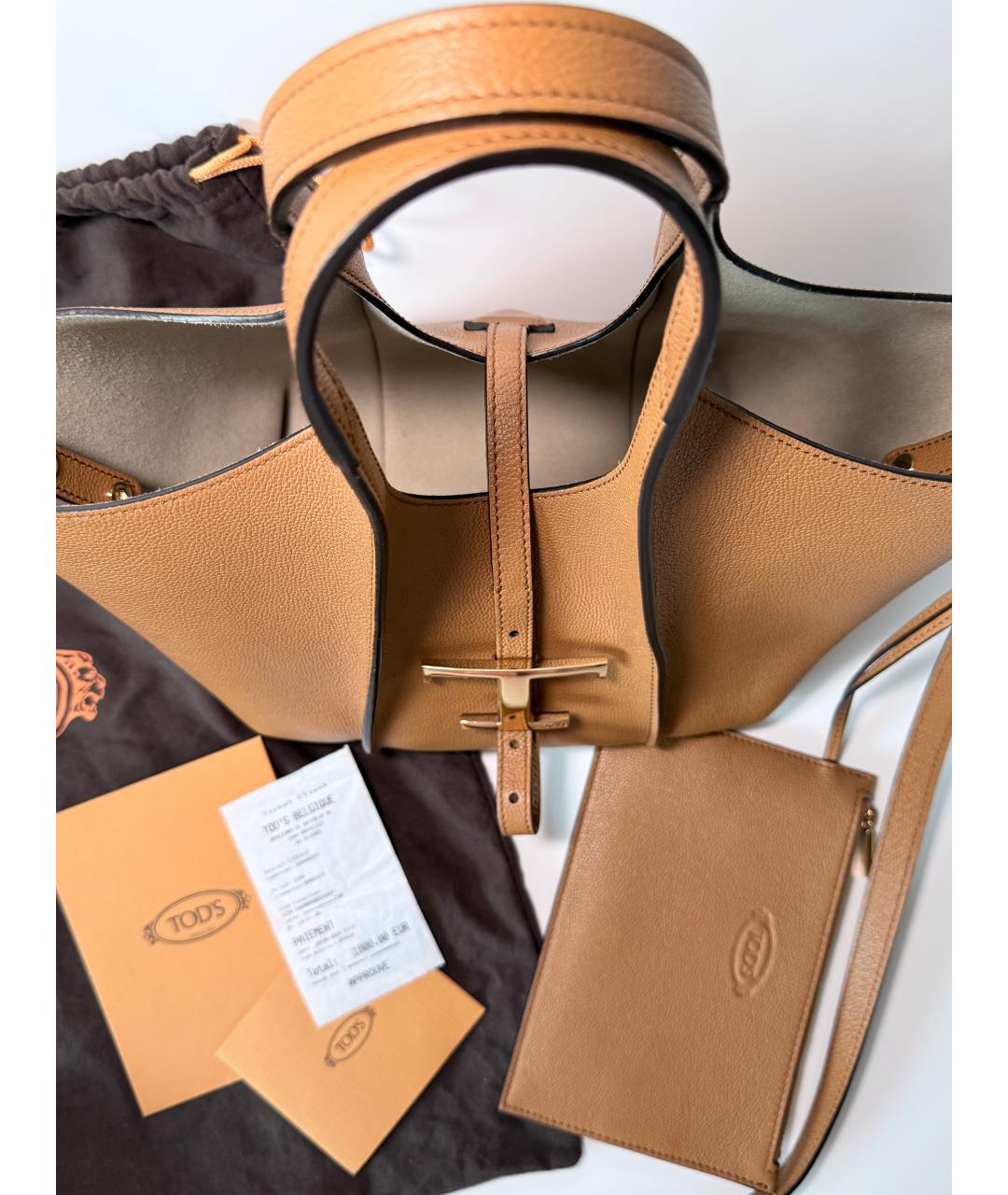 TOD'S Коричневая кожаная сумка тоут, фото 6