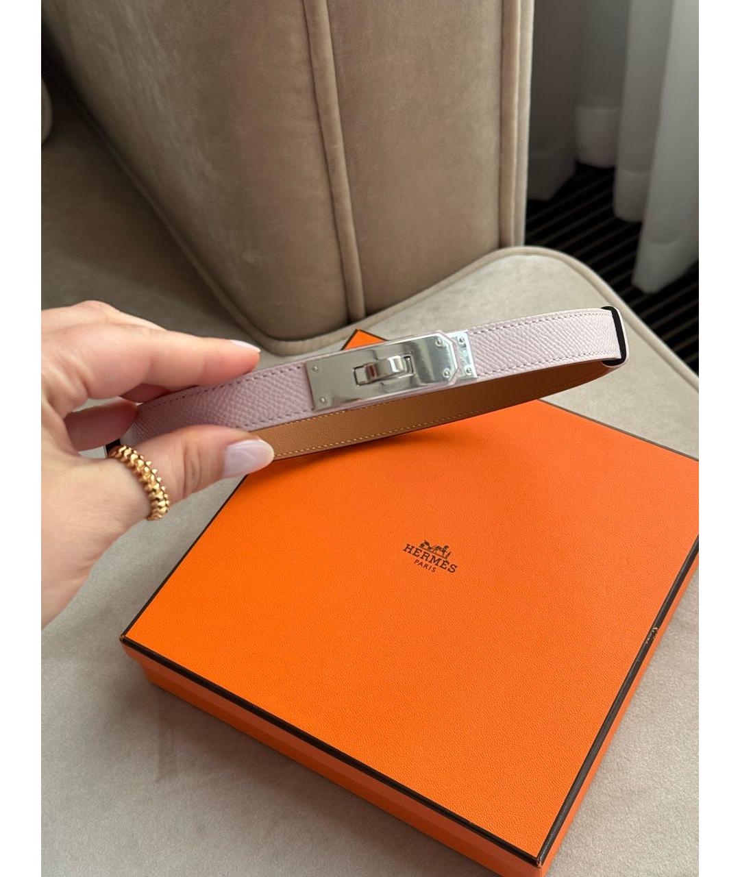 HERMES Розовый кожаный ремень, фото 2