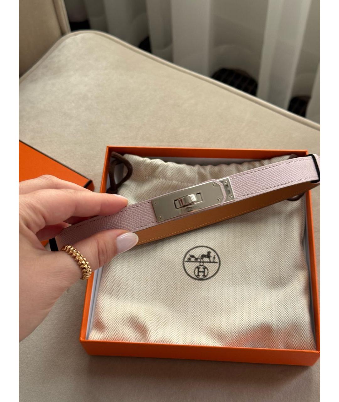 HERMES Розовый кожаный ремень, фото 6