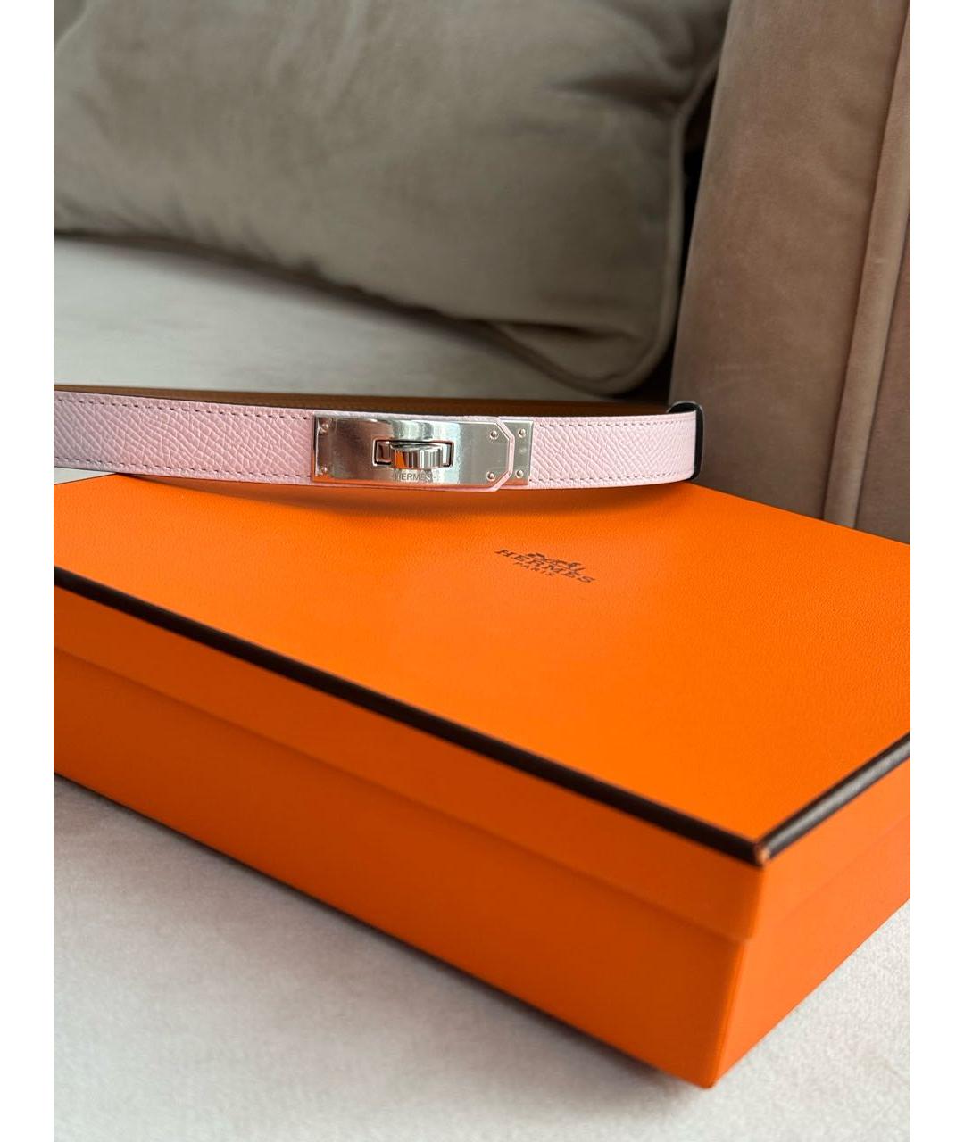 HERMES Розовый кожаный ремень, фото 3