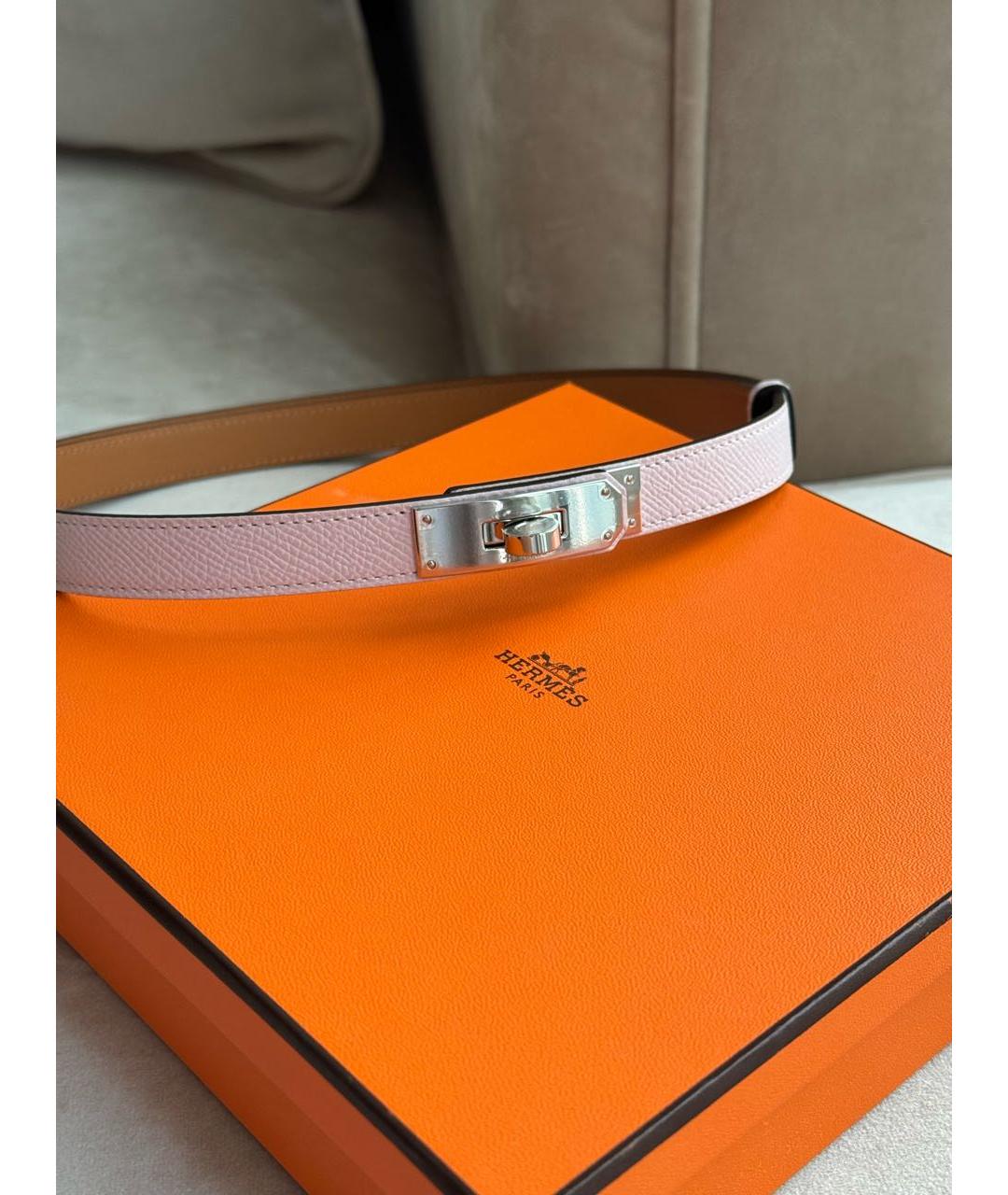 HERMES Розовый кожаный ремень, фото 9