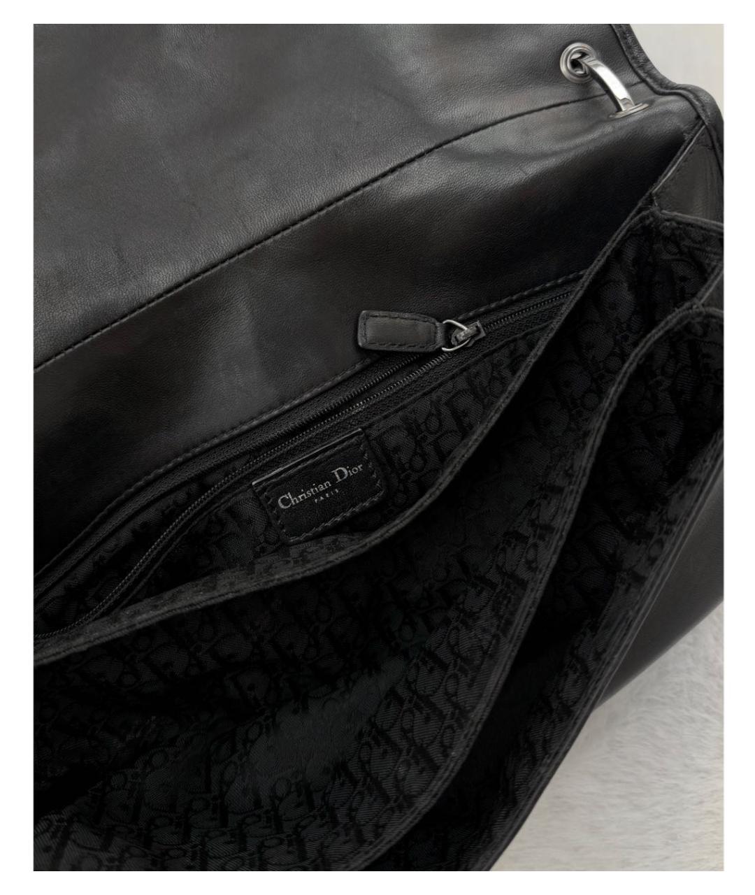 CHRISTIAN DIOR Черная кожаная сумка с короткими ручками, фото 4