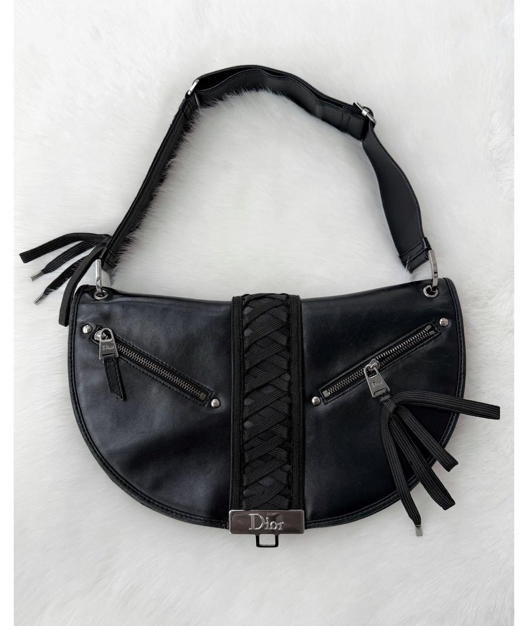 CHRISTIAN DIOR Черная кожаная сумка с короткими ручками, фото 2