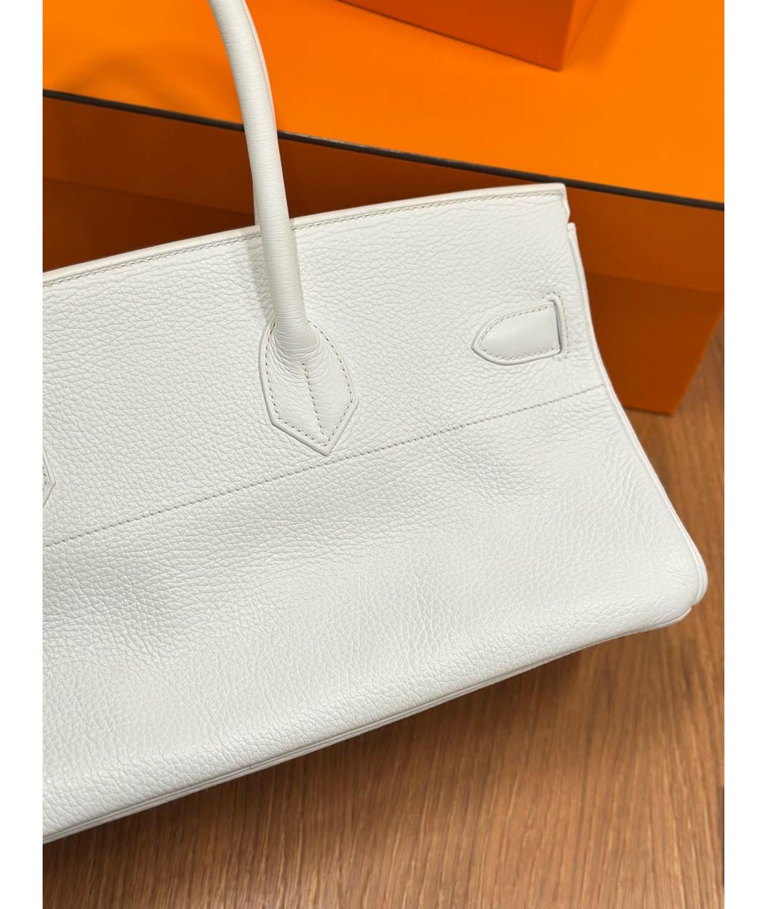 HERMES Белая кожаная сумка с короткими ручками, фото 4
