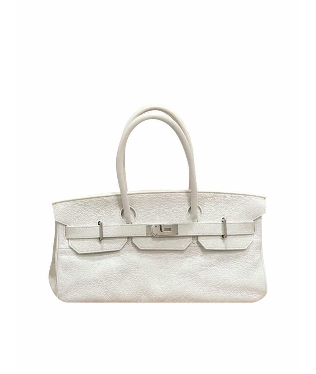 HERMES Белая кожаная сумка с короткими ручками, фото 1