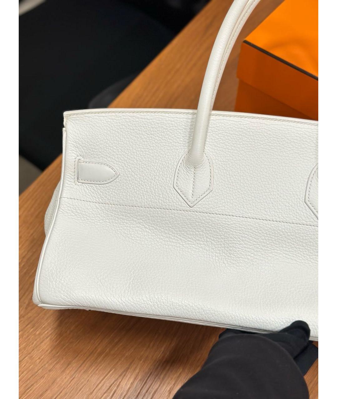 HERMES Белая кожаная сумка с короткими ручками, фото 5