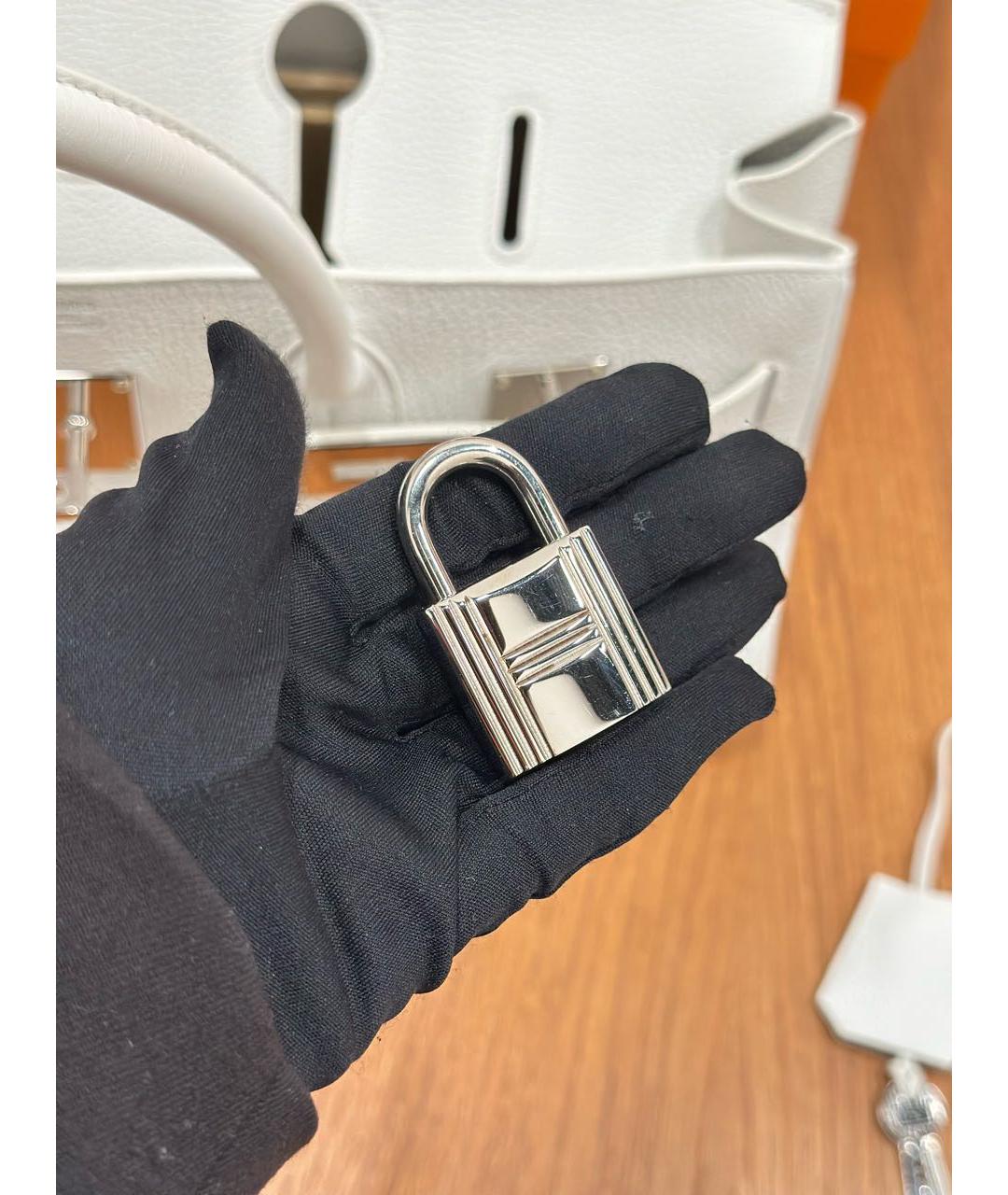 HERMES Белая кожаная сумка с короткими ручками, фото 8