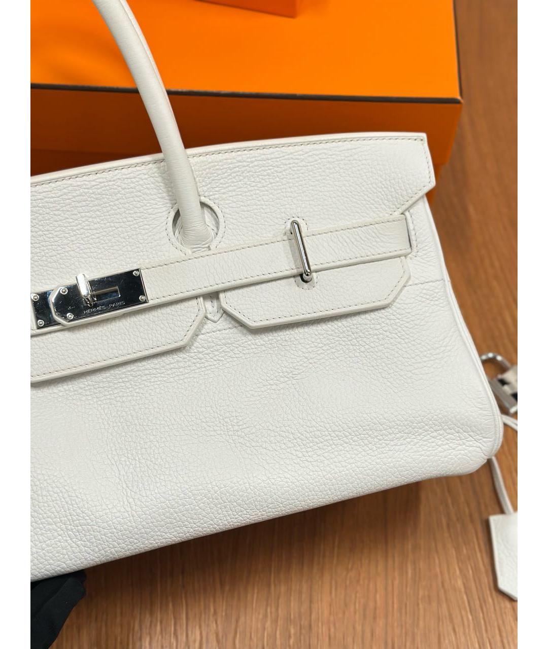 HERMES Белая кожаная сумка с короткими ручками, фото 3