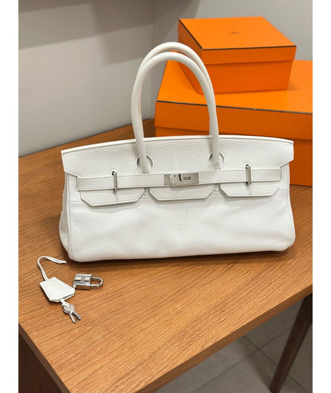 HERMES Белая кожаная сумка с короткими ручками, фото 9