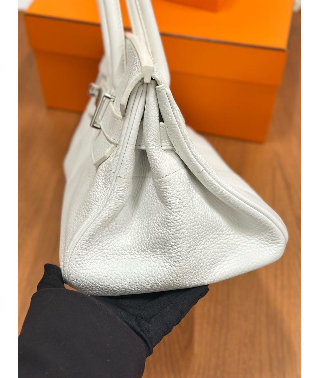 HERMES Белая кожаная сумка с короткими ручками, фото 7