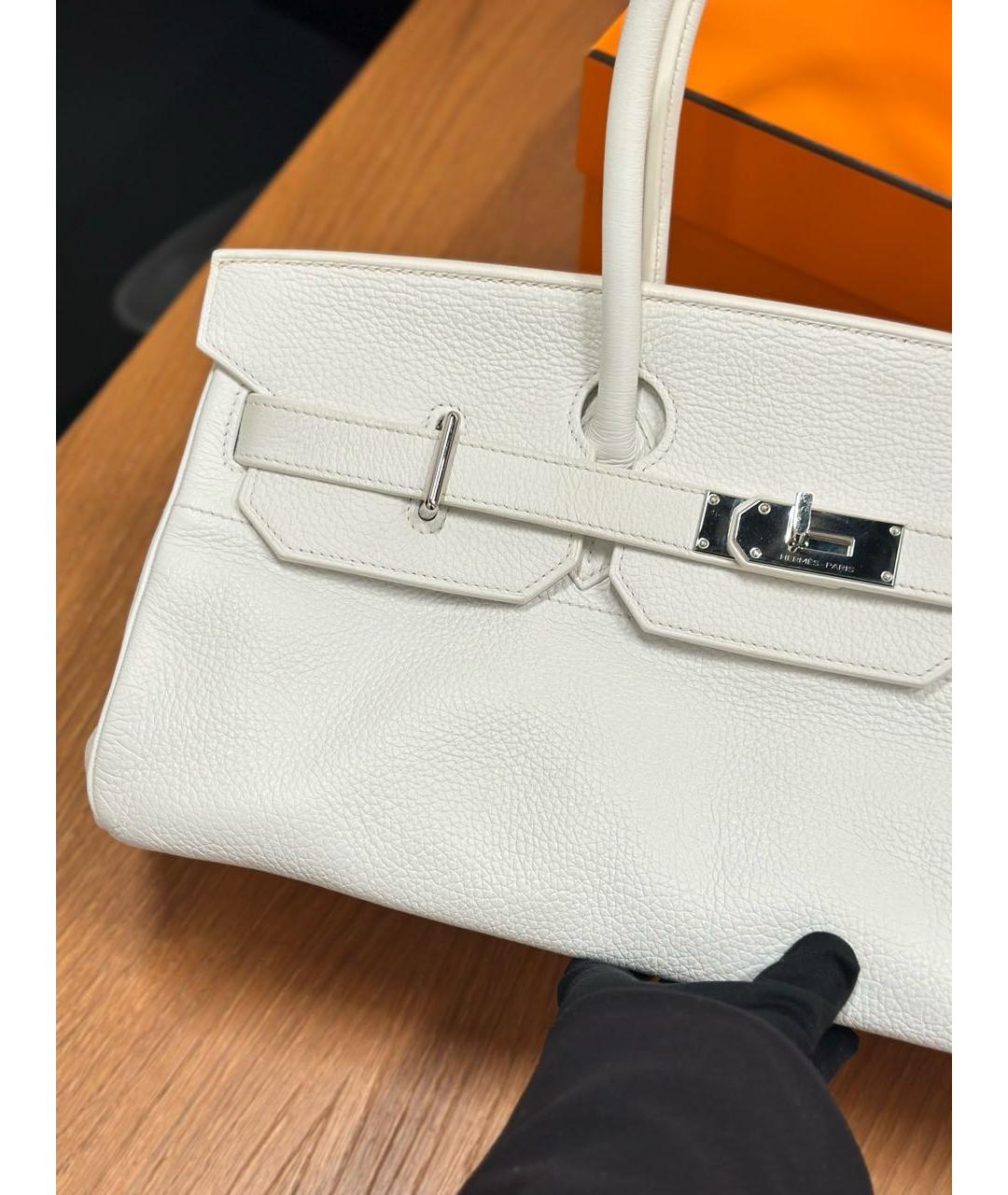 HERMES Белая кожаная сумка с короткими ручками, фото 2