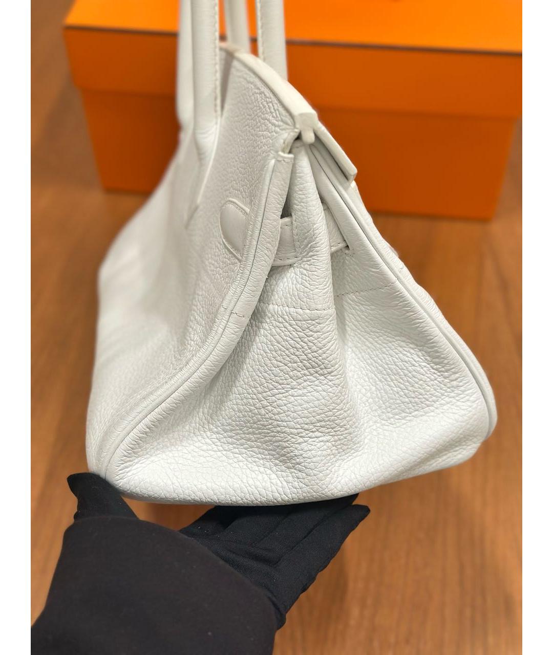 HERMES Белая кожаная сумка с короткими ручками, фото 6