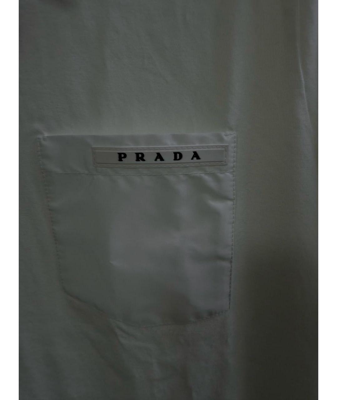 PRADA Белое хлопковое поло с коротким рукавом, фото 3