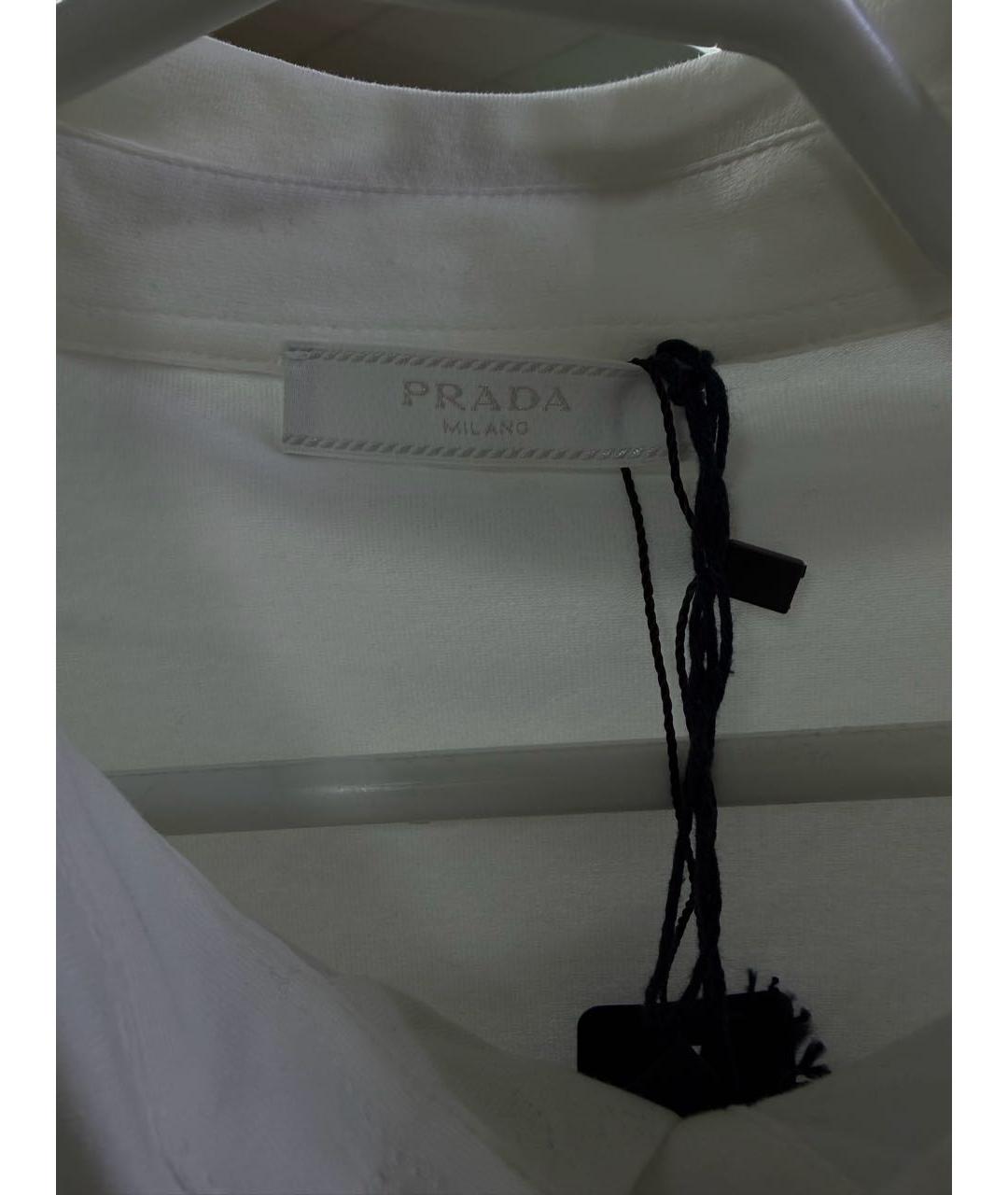PRADA Белое хлопковое поло с коротким рукавом, фото 4