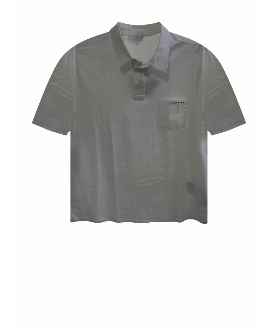 PRADA Белое хлопковое поло с коротким рукавом, фото 1