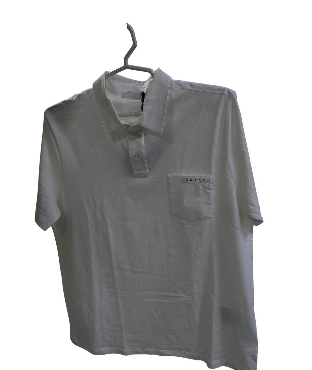 PRADA Белое хлопковое поло с коротким рукавом, фото 2