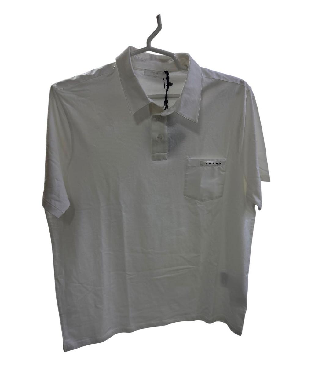 PRADA Белое хлопковое поло с коротким рукавом, фото 5