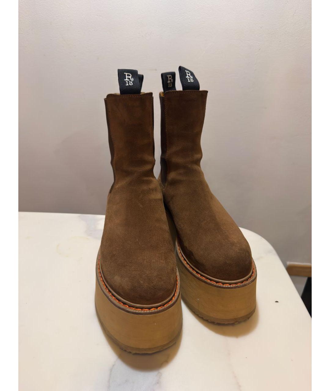 R13 Коричневые замшевые ботинки, фото 2