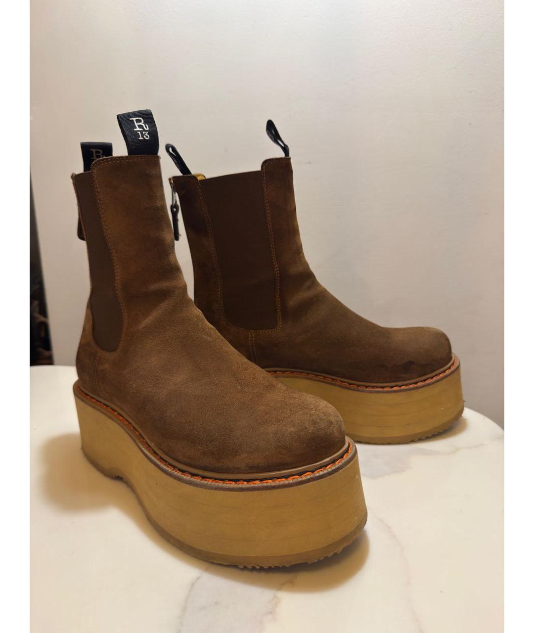 R13 Коричневые замшевые ботинки, фото 4