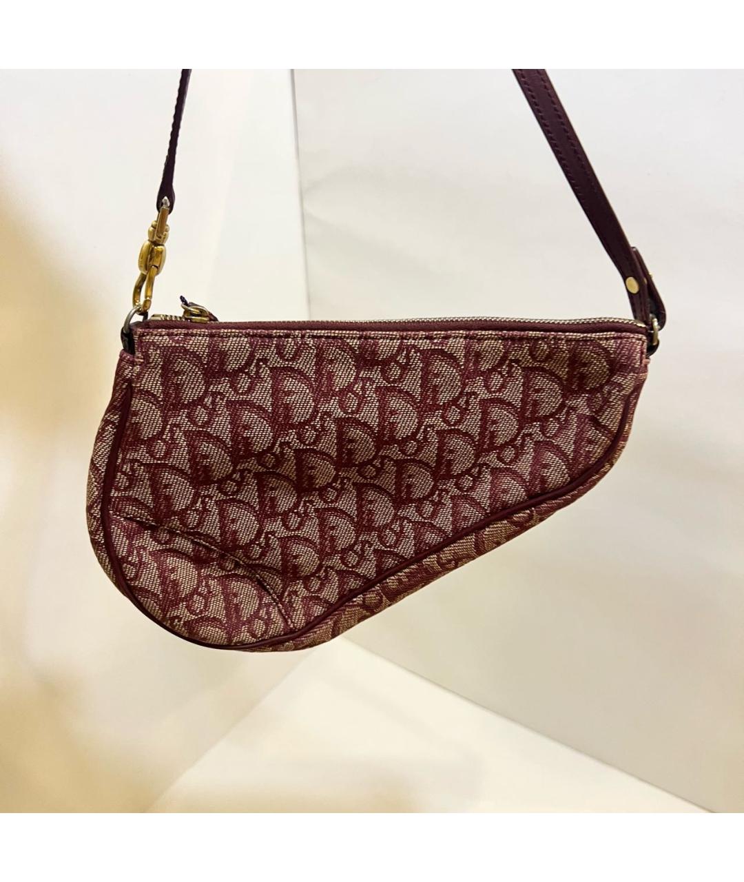 CHRISTIAN DIOR Бордовая сумка через плечо, фото 6