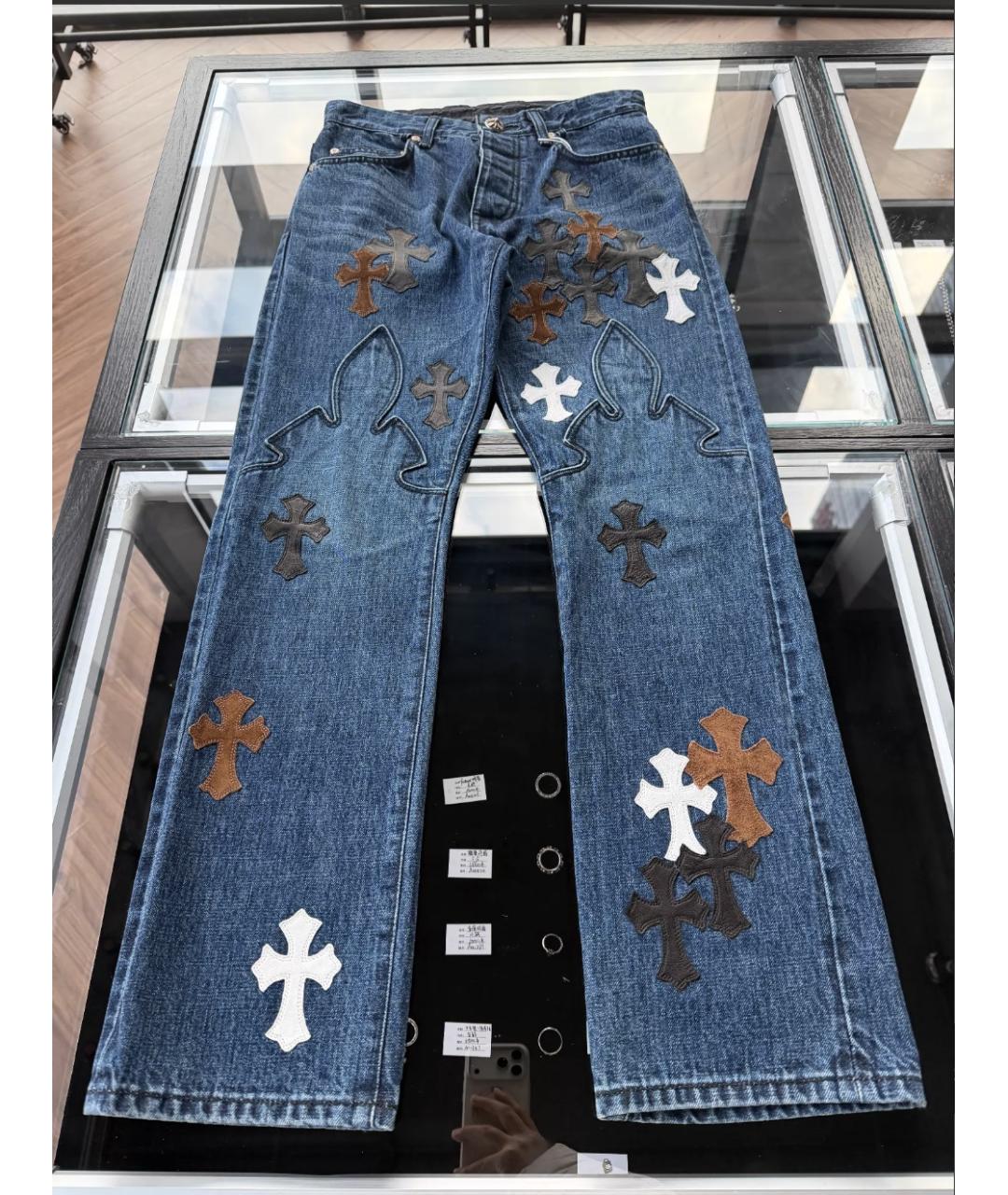 CHROME HEARTS Синие прямые джинсы, фото 4