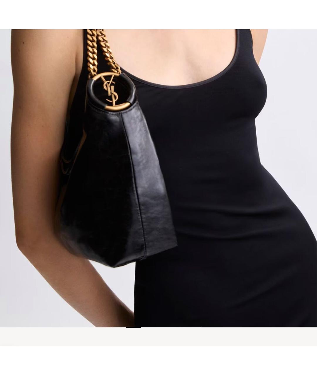 SAINT LAURENT Черная кожаная сумка тоут, фото 2