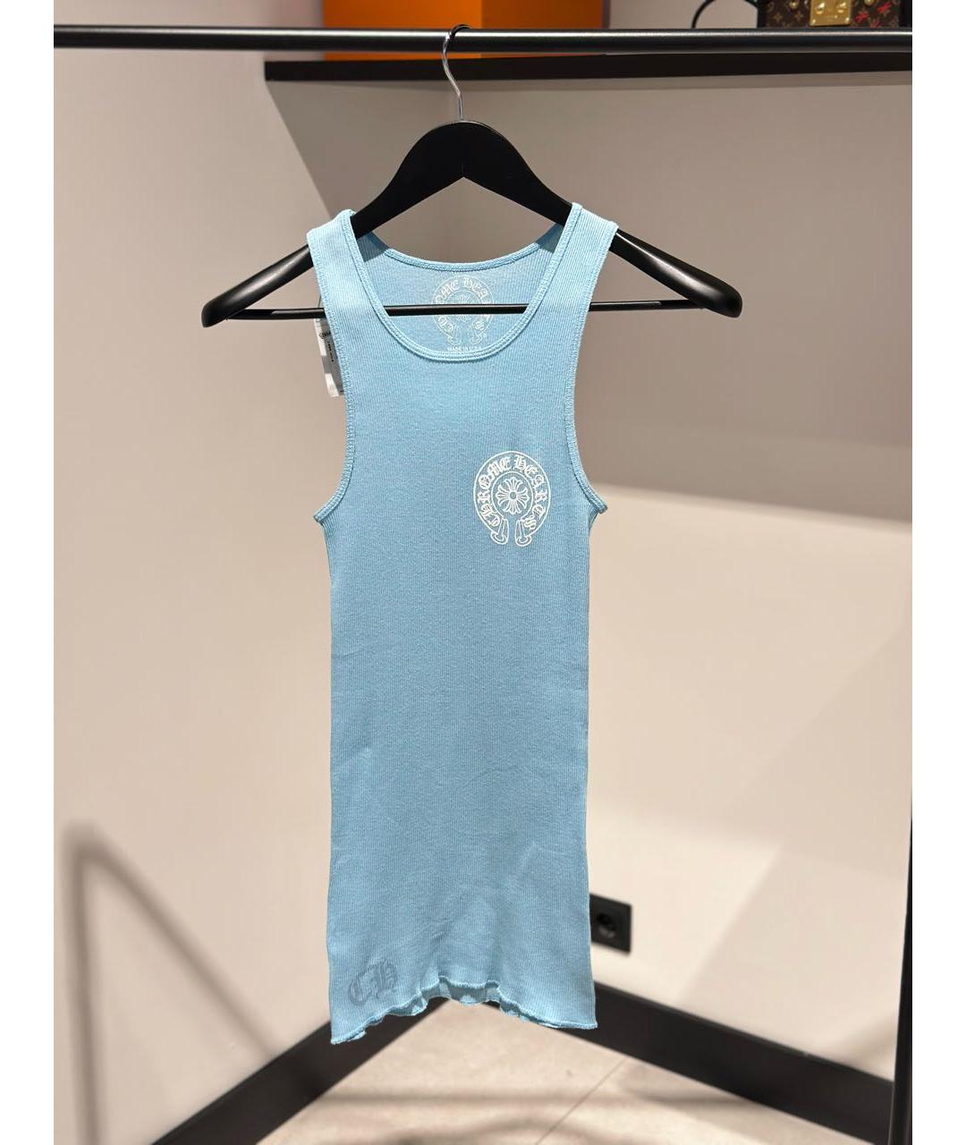 CHROME HEARTS Голубая хлопковая майка, фото 7