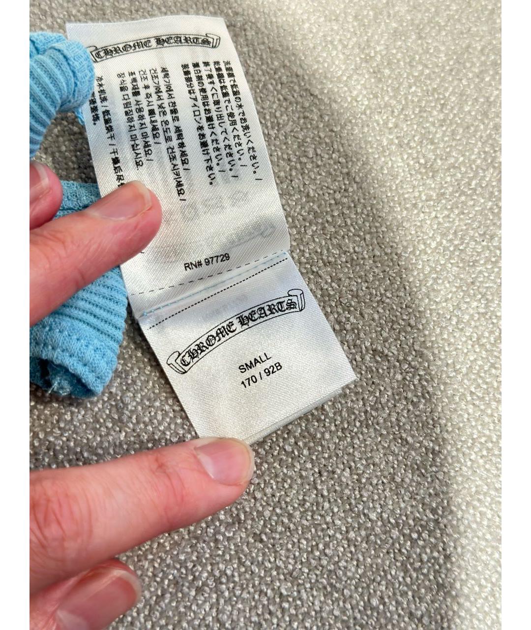 CHROME HEARTS Голубая хлопковая майка, фото 6