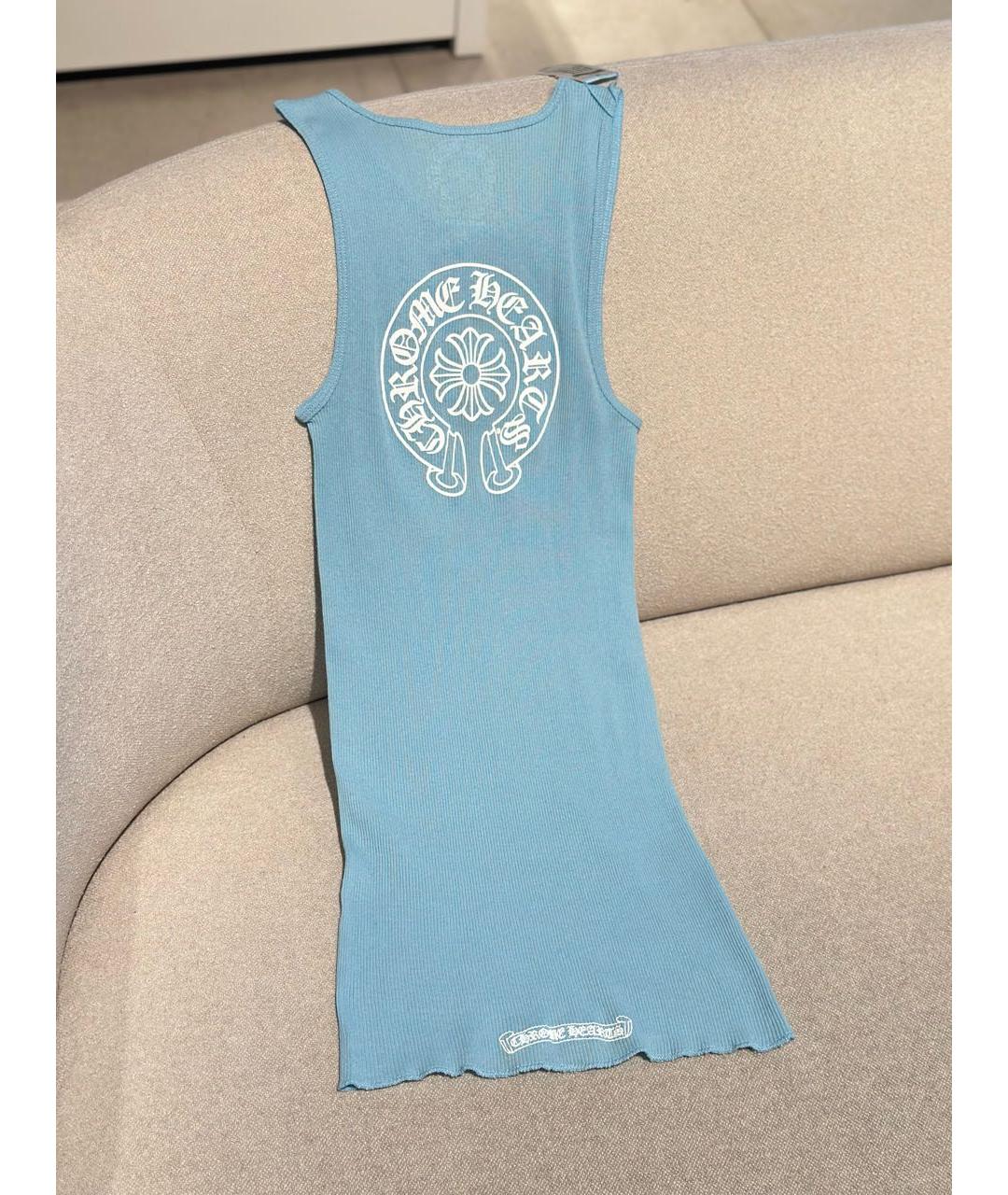CHROME HEARTS Голубая хлопковая майка, фото 2