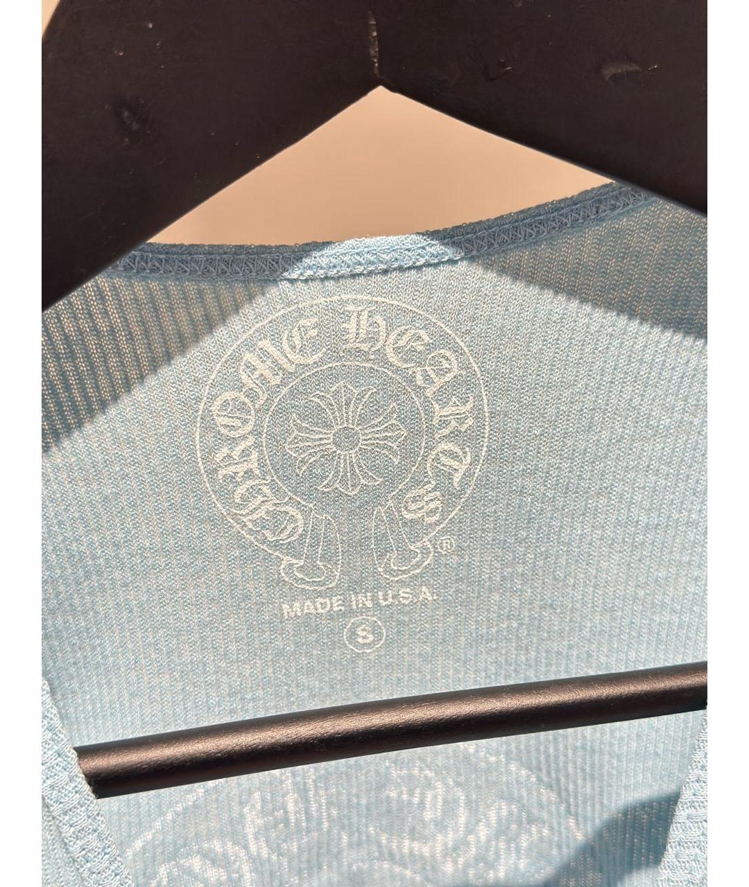 CHROME HEARTS Голубая хлопковая майка, фото 4