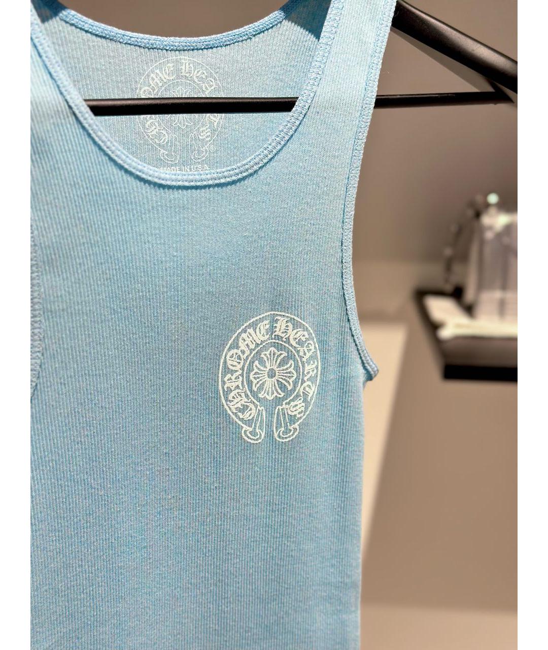 CHROME HEARTS Голубая хлопковая майка, фото 3