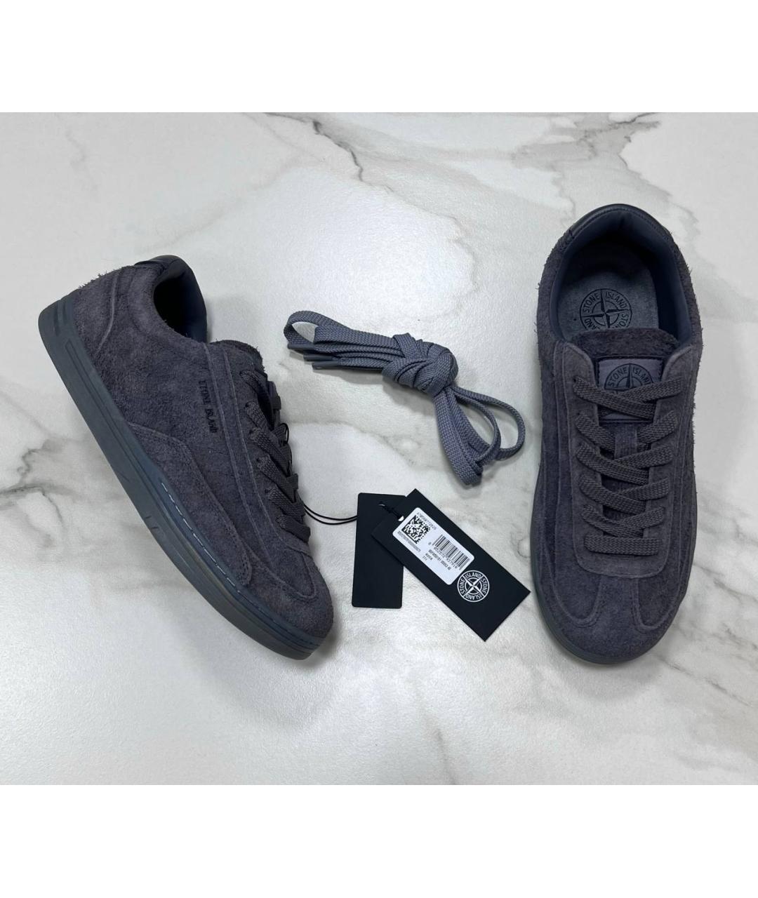 STONE ISLAND Серые низкие кроссовки / кеды, фото 10