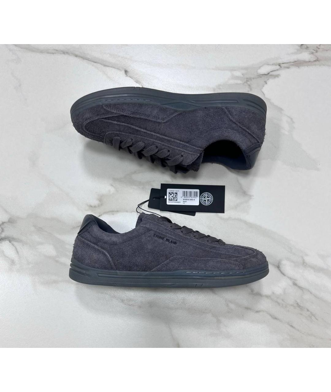 STONE ISLAND Серые низкие кроссовки / кеды, фото 4