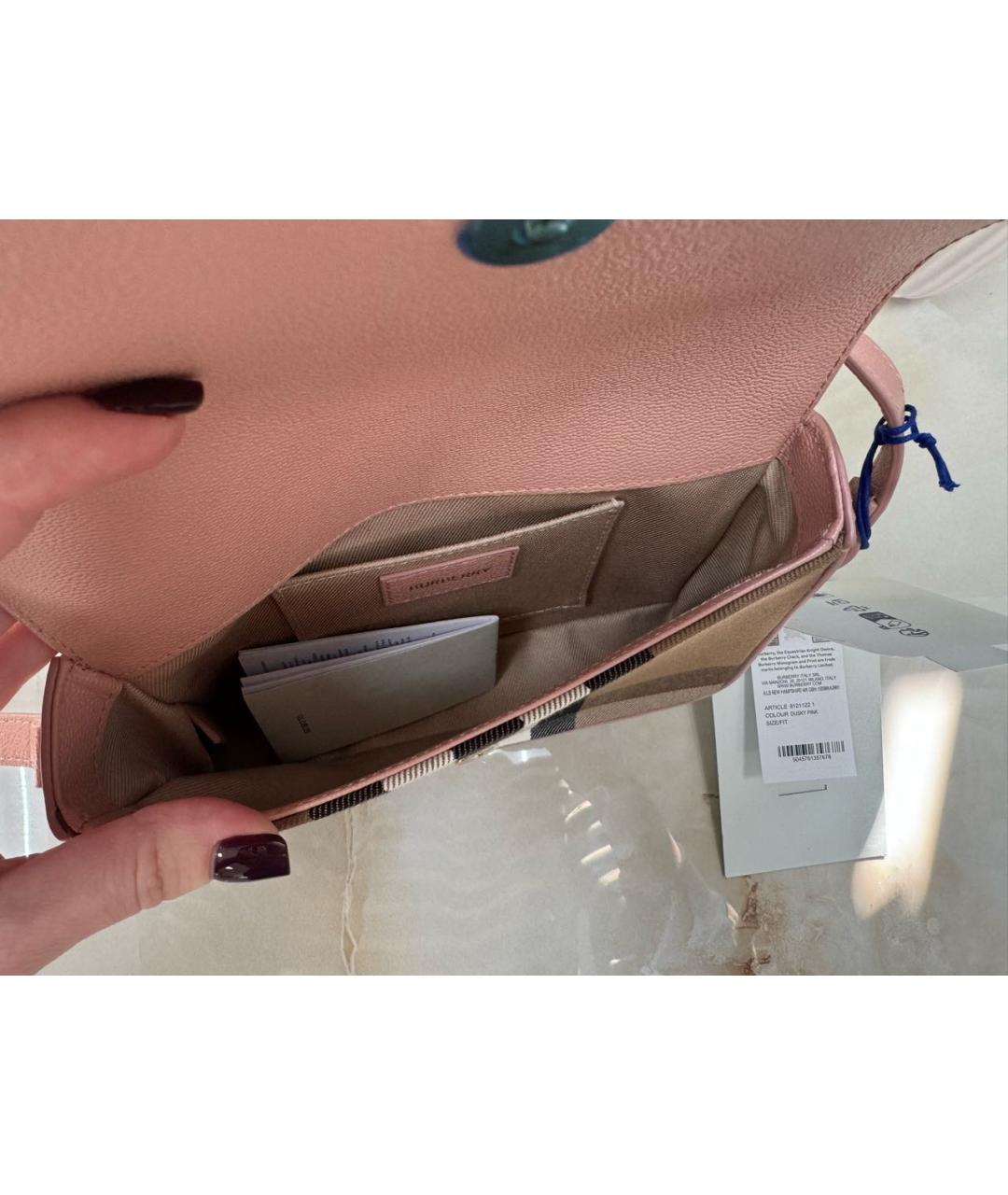 BURBERRY Розовая кожаная сумка через плечо, фото 4