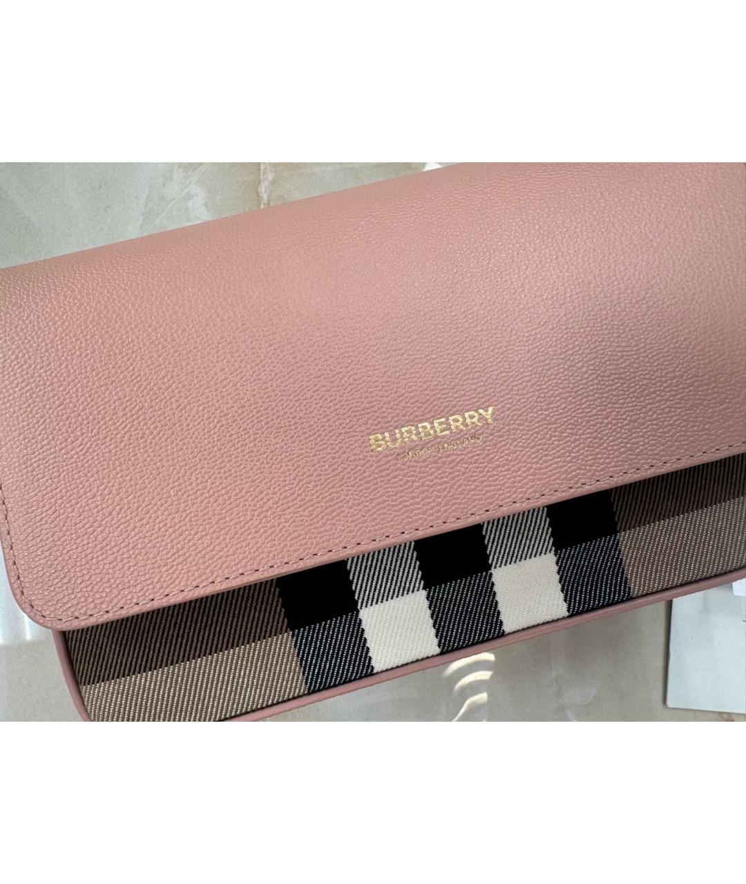 BURBERRY Розовая кожаная сумка через плечо, фото 6