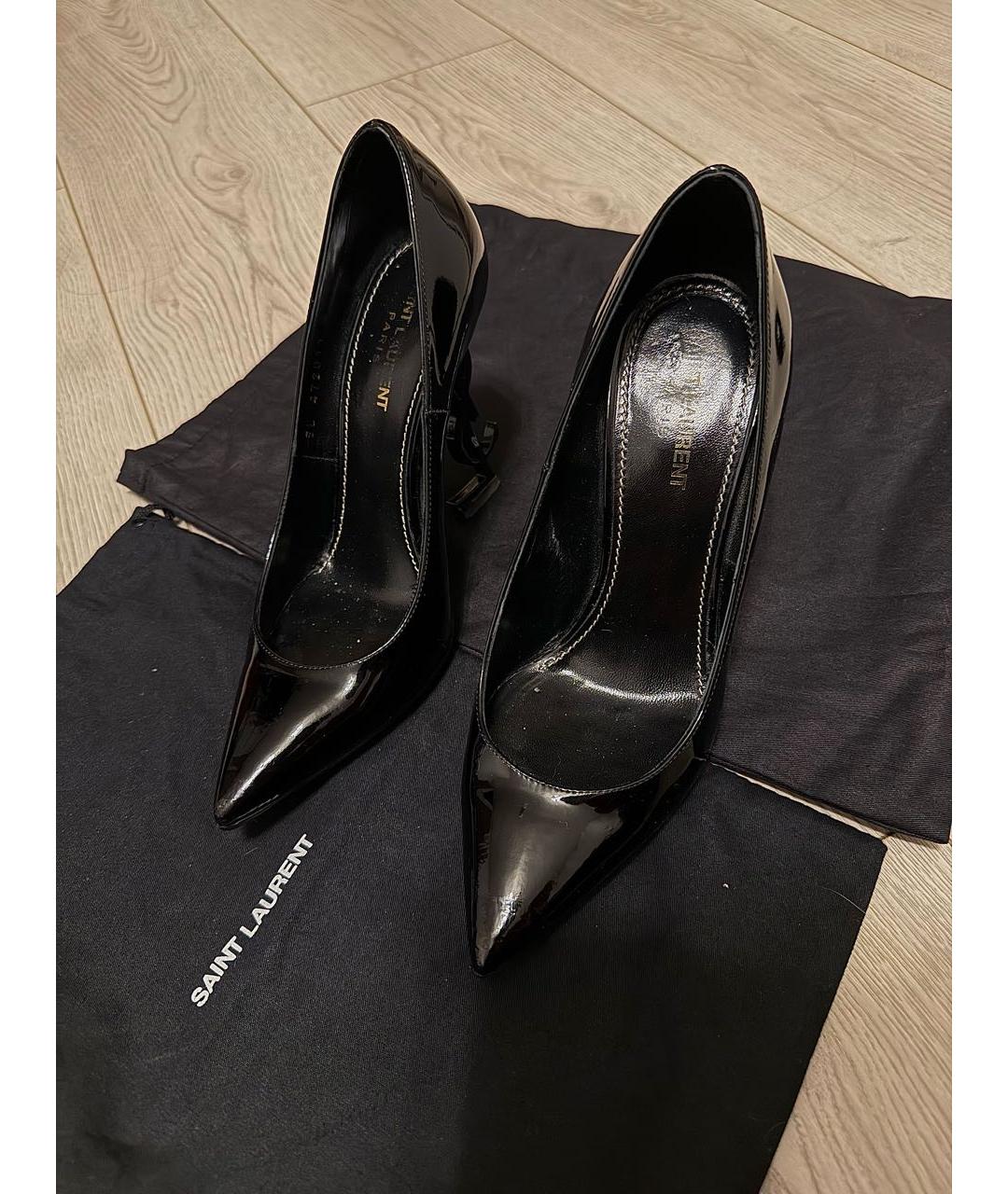 SAINT LAURENT Черные туфли из лакированной кожи, фото 2