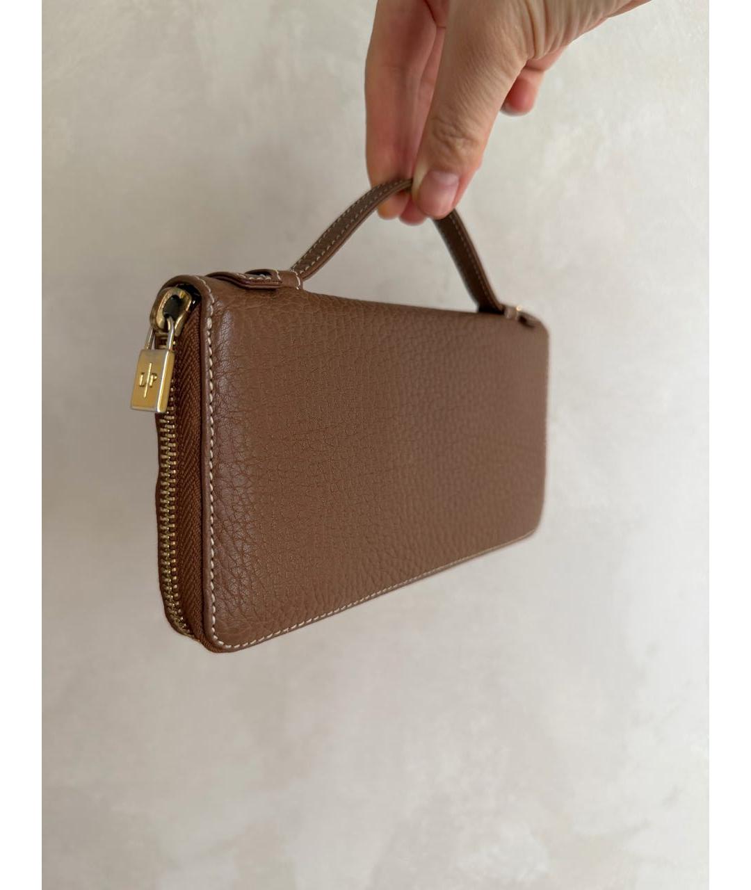 LORO PIANA Коричневый кожаный кошелек, фото 4