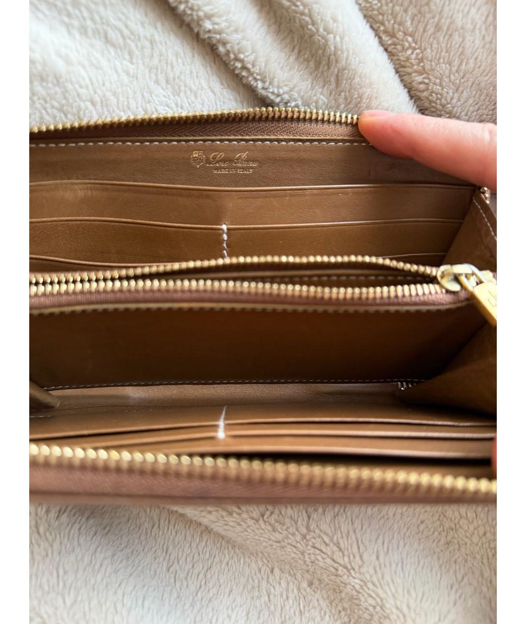 LORO PIANA Коричневый кожаный кошелек, фото 3