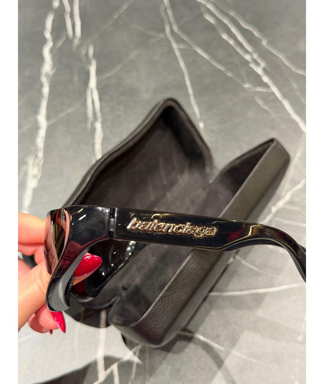 BALENCIAGA Черные металлические солнцезащитные очки, фото 2