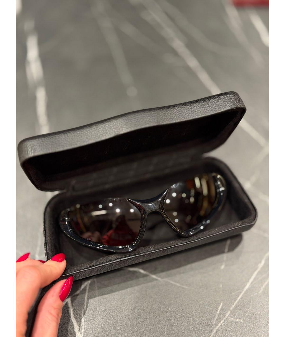 BALENCIAGA Черные металлические солнцезащитные очки, фото 4