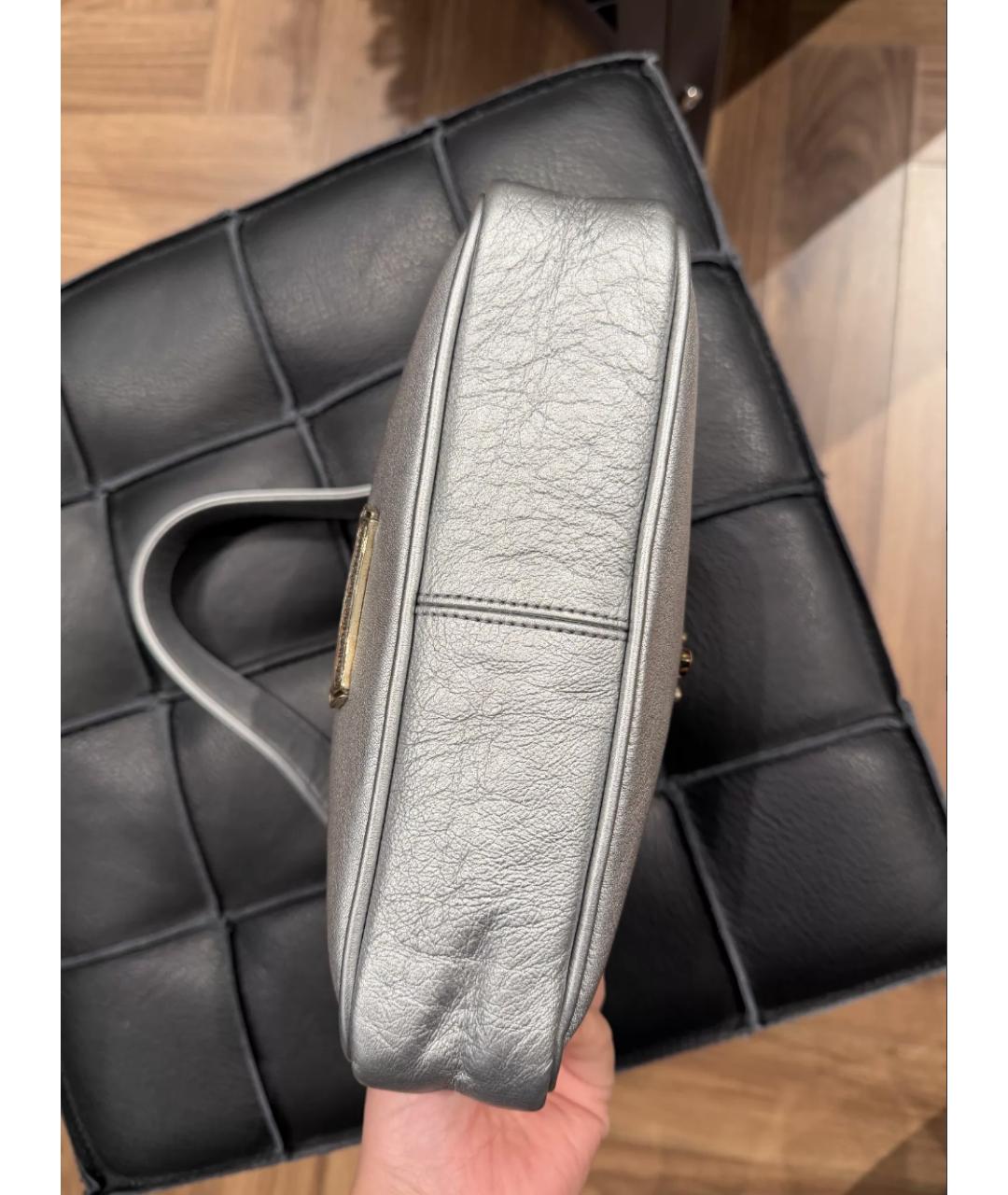 CHROME HEARTS Серебряная кожаная сумка с короткими ручками, фото 5