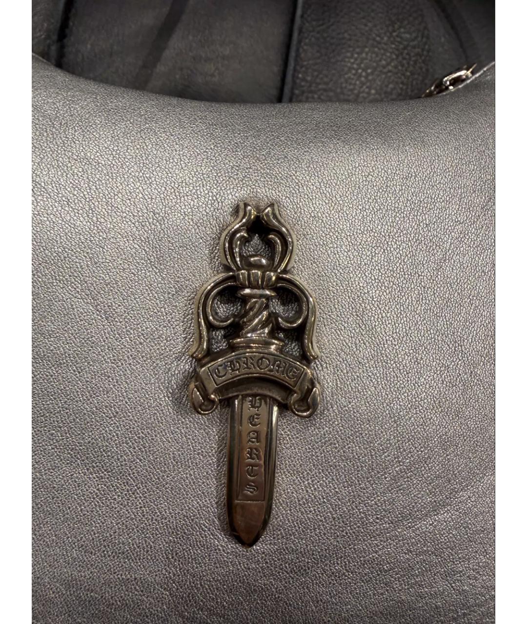 CHROME HEARTS Серебряная кожаная сумка с короткими ручками, фото 3