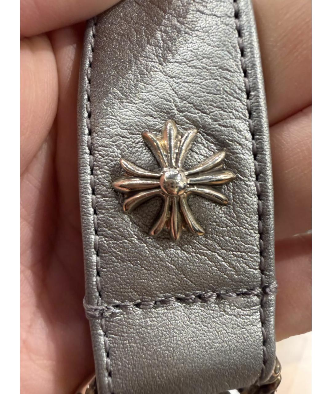 CHROME HEARTS Серебряная кожаная сумка с короткими ручками, фото 6