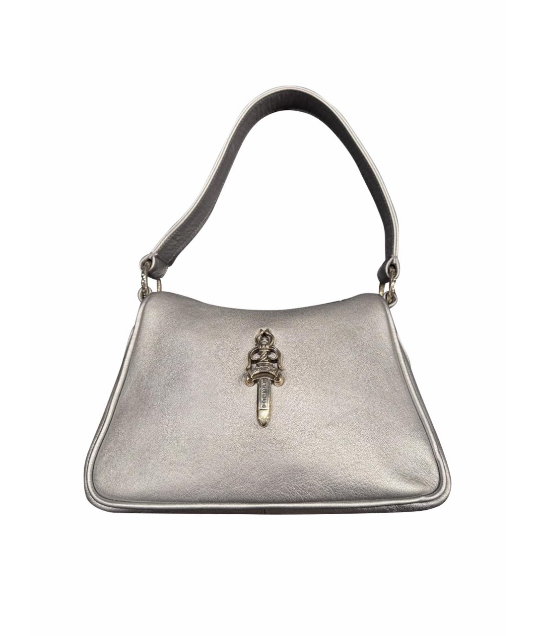 CHROME HEARTS Серебряная кожаная сумка с короткими ручками, фото 1